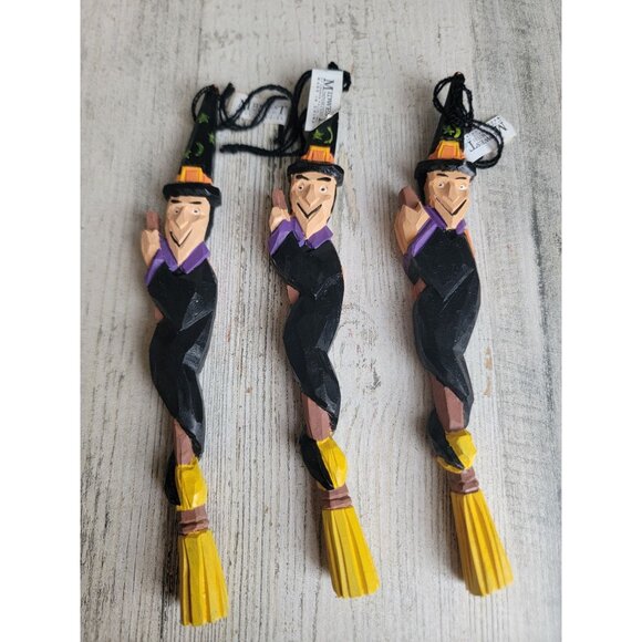Midwest Canyon Falls folk art which broom set Halloween ornament - Picture 2 of 5